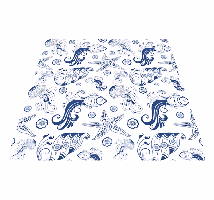 Alfombra vinílica de animales vida marina ornamental - TenVinilo