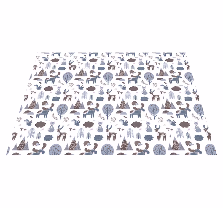 Alfombra vinílica de animales gris nórdico - TenVinilo