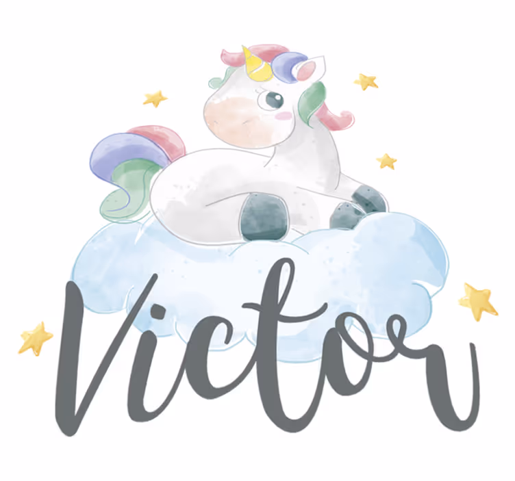 Alfombra vinílica de animales unicornio acuarelado con nubes - TenVinilo
