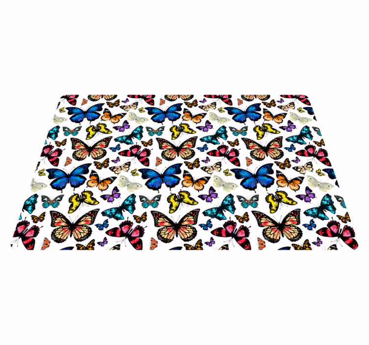 Alfombra vinílica de animales mariposas hermosas y coloridas - TenVinilo
