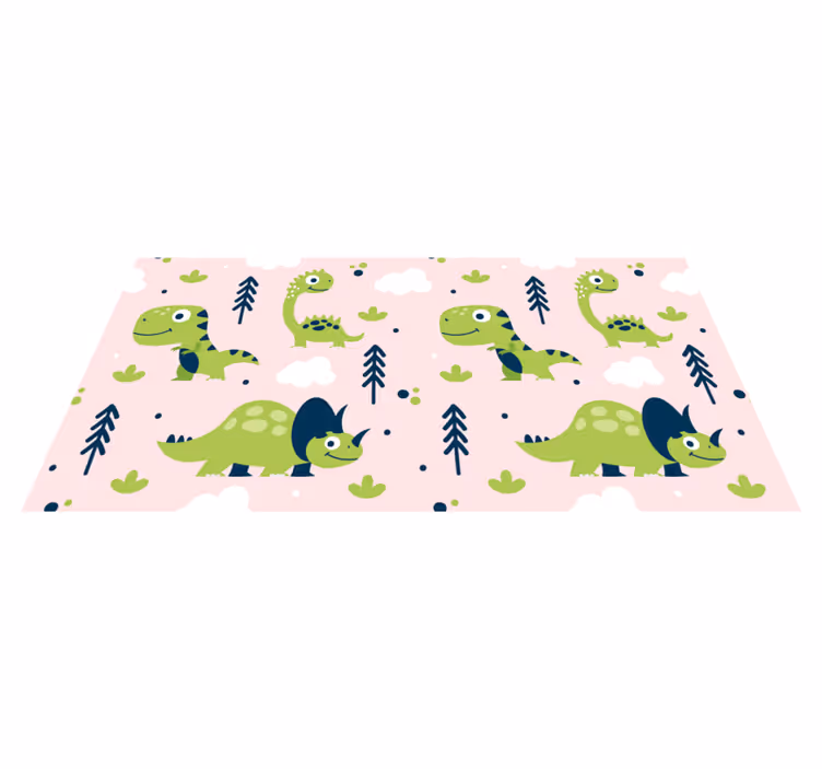 Alfombra vinílica de animales dinosaurios verdes - TenVinilo