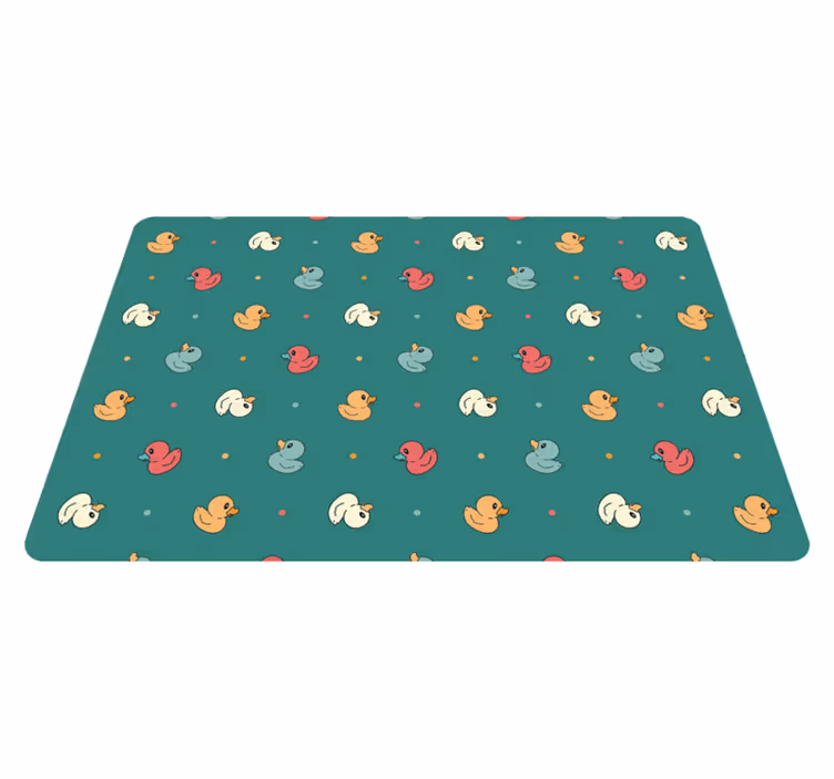 Alfombra vinílica de animales patitos multicolores - TenVinilo