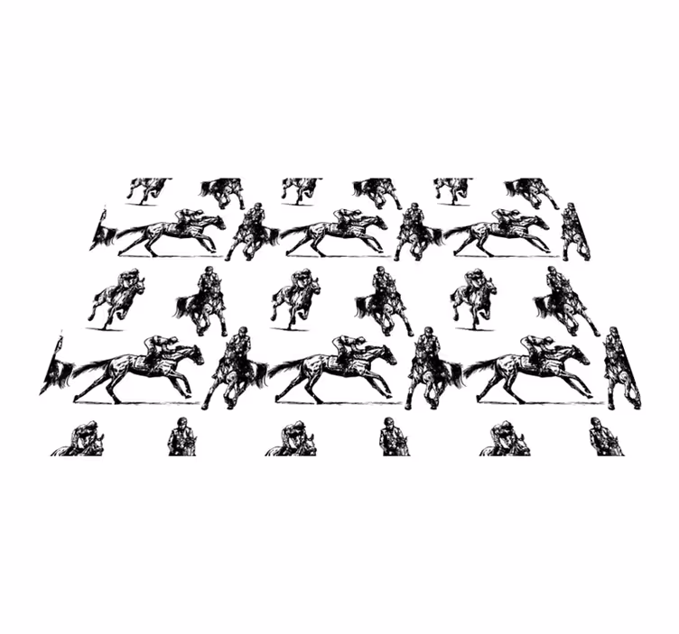 Alfombra vinílica de animales patrón caballo blanco y negro - TenVinilo