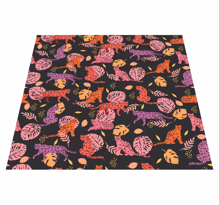 Alfombra vinílica de animales estilo tropical y leopardo - TenVinilo
