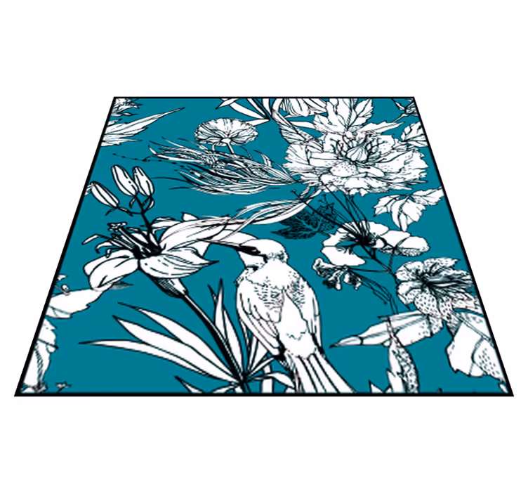 Alfombra vinílica de animales diseño elegante aves blancas - TenVinilo