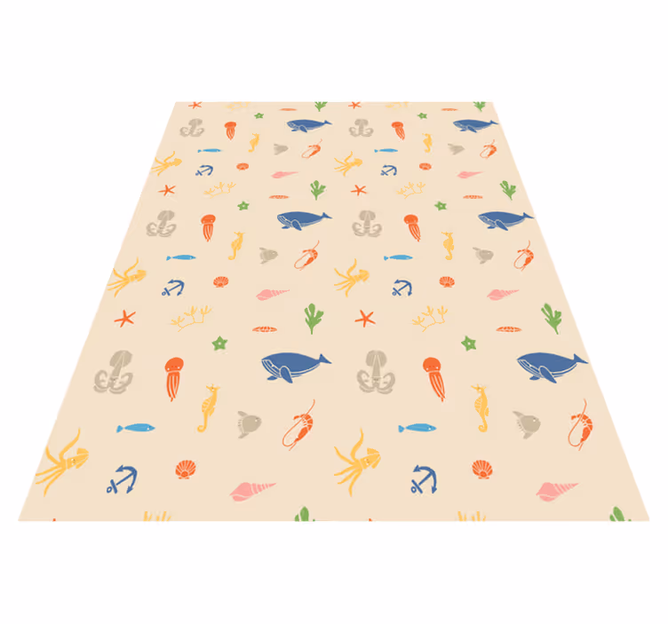 Alfombra vinílica de animales fondo de criaturas marinas - TenVinilo