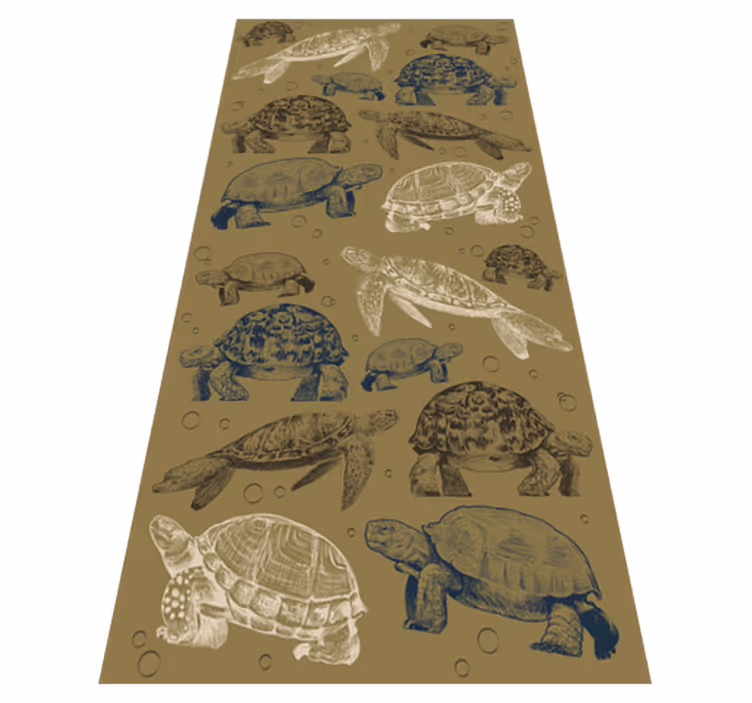 Alfombra vinílica de animales tortugas sobre fondo beige - TenVinilo