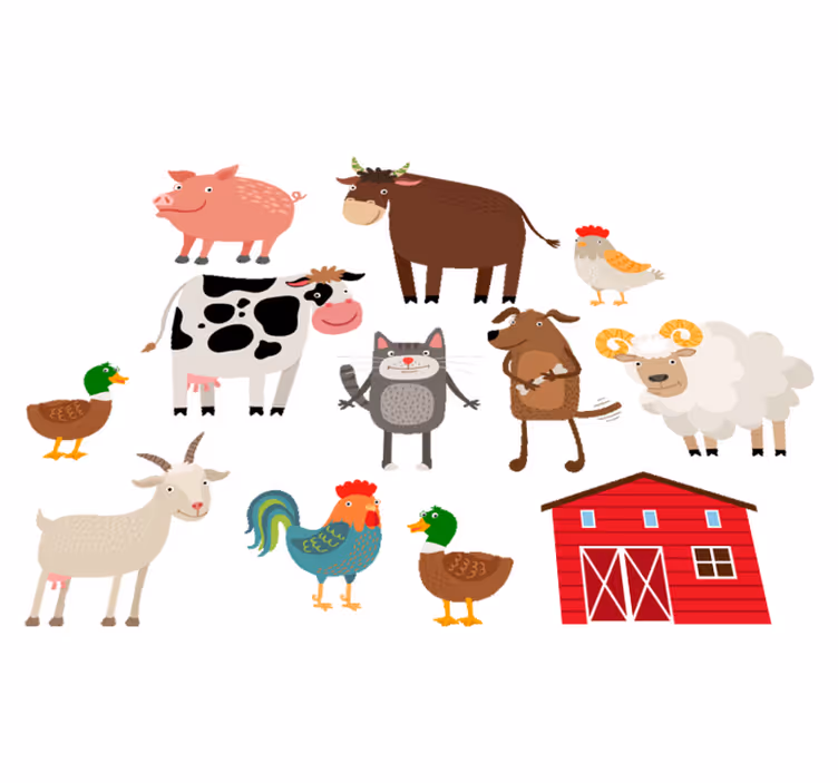 Alfombra vinílica de animales set de granja - TenVinilo
