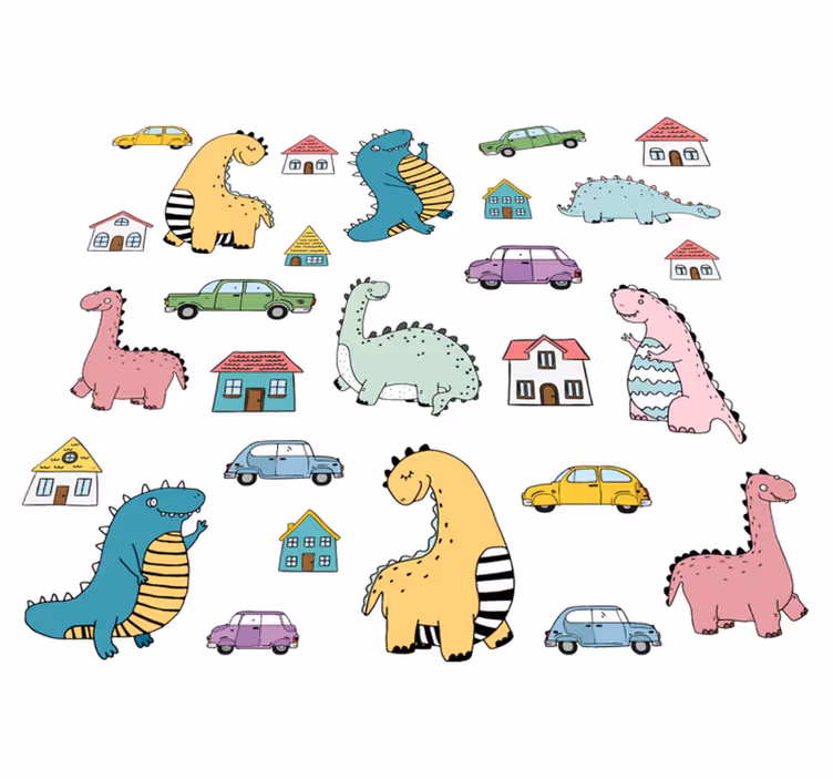 Alfombra vinílica de animales dinosaurios nórdicos - TenVinilo