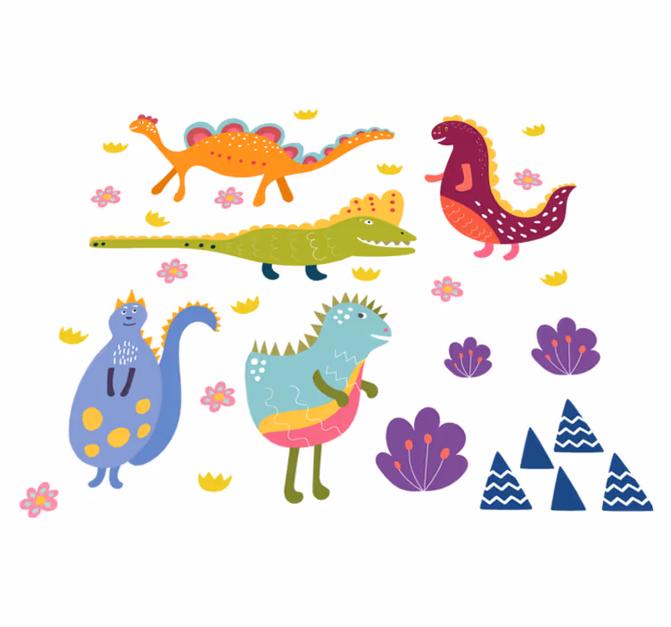 Alfombra vinílica de animales set de dinosaurios pintados - TenVinilo