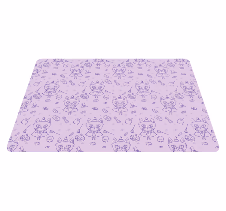 Alfombra vinílica de animales gato de bruja dibujo - TenVinilo