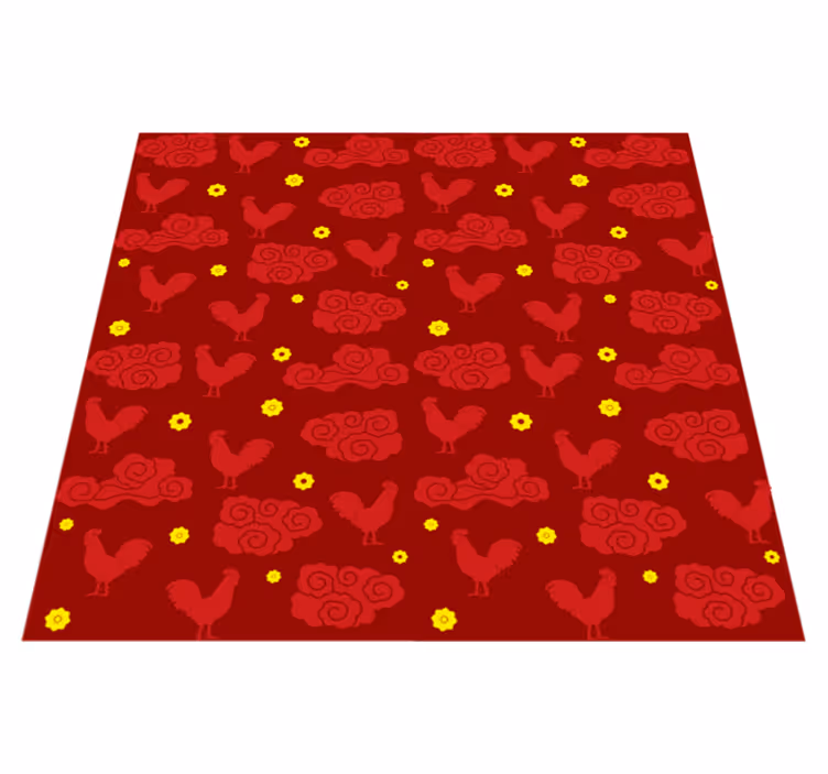 Alfombra vinílica de animales patrón gallinas estilo chino - TenVinilo