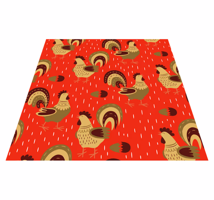 Alfombra vinílica de animales con patrón de gallo chino - TenVinilo
