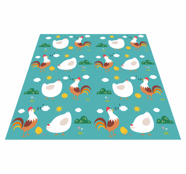 Alfombra vinílica de animales con diseño de gallo cantor - TenVinilo