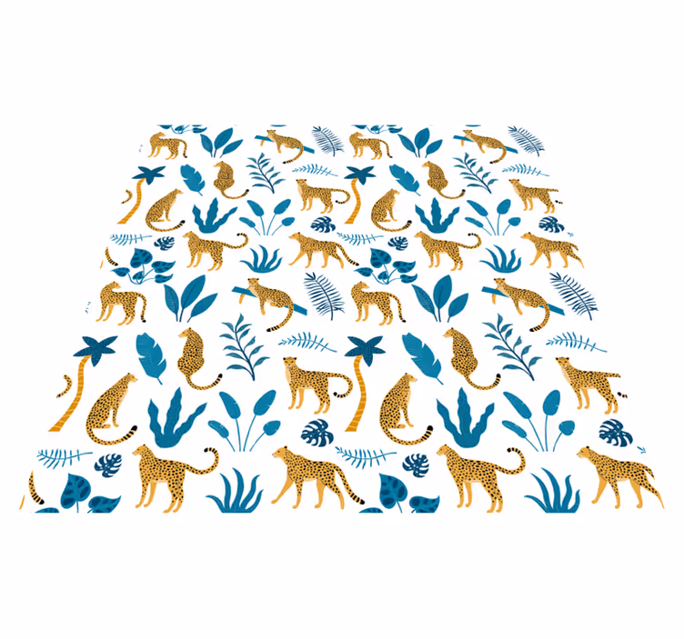 Alfombra vinílica de animales botánicos y leopardos - TenVinilo