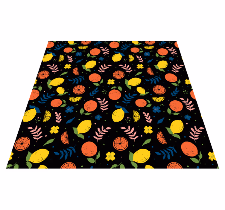 Alfombra vinílica de animales frutas cítricas con hojas - TenVinilo