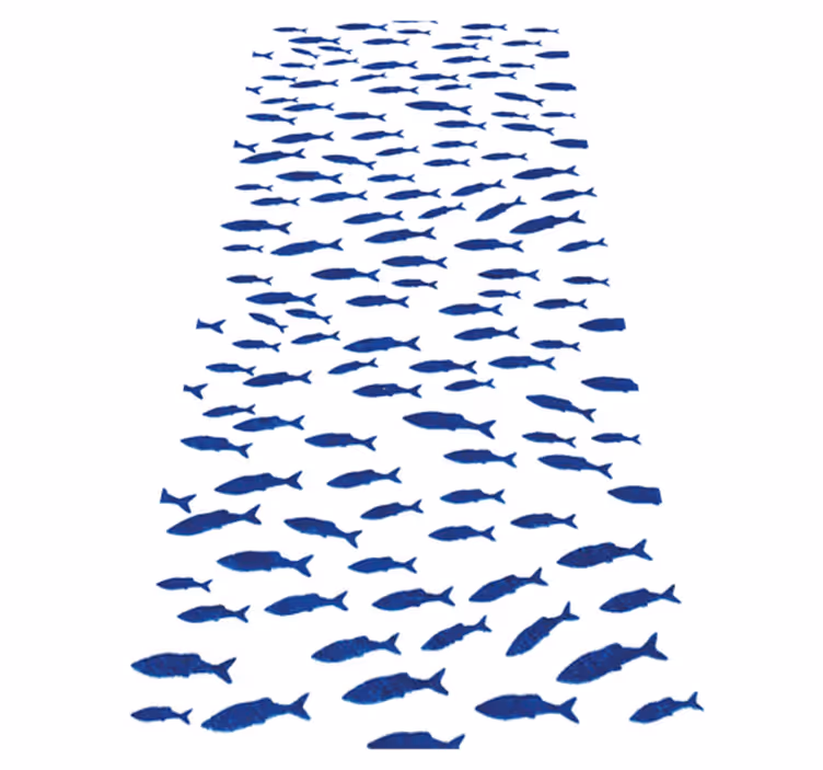 Alfombra vinílica de animales con patrón de peces azules - TenVinilo