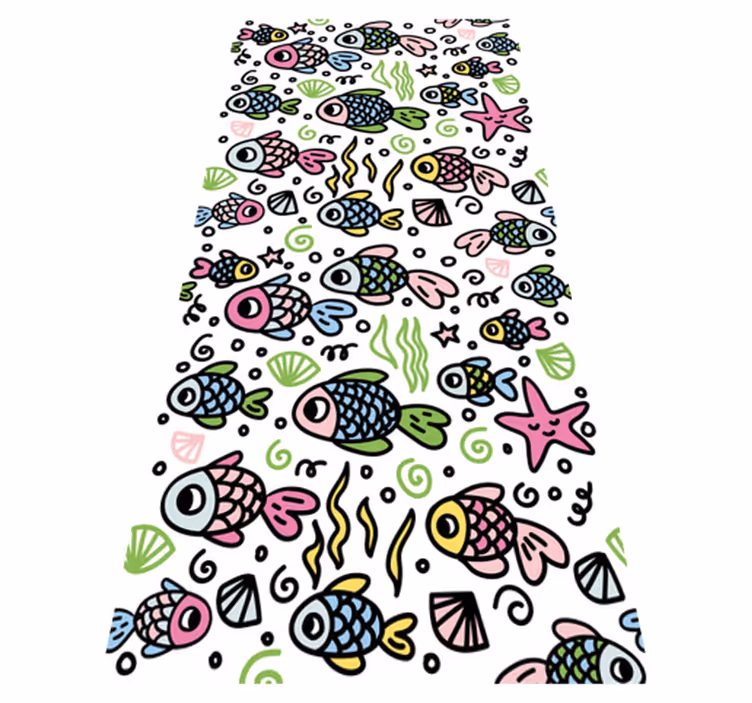 Alfombra vinílica de animales con peces multicolores - TenVinilo