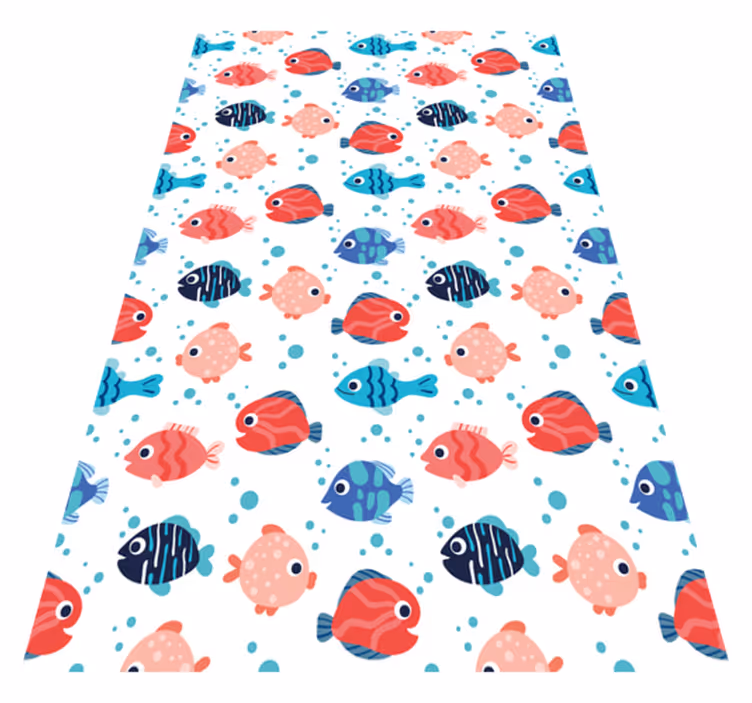 Alfombra vinílica de animales peces rosas y azules - TenVinilo
