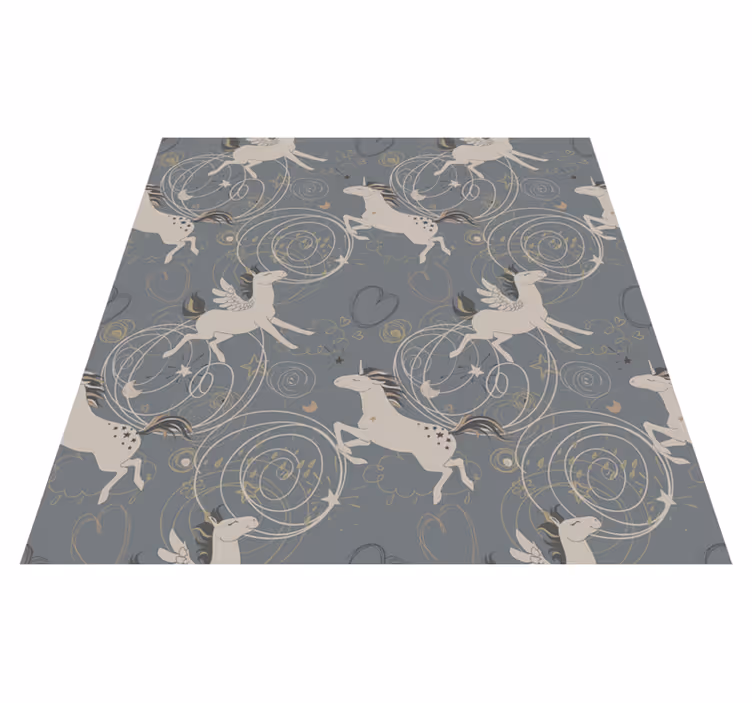 Alfombra vinílica de animales unicornios sobre fondo oscuro - TenVinilo