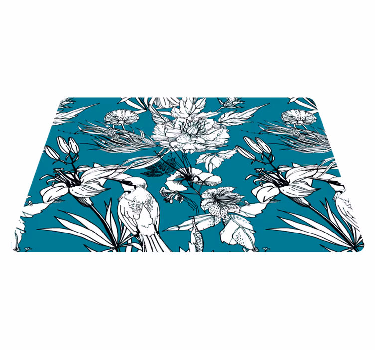 Alfombra vinílica de animales patrón elegante aves blancas - TenVinilo