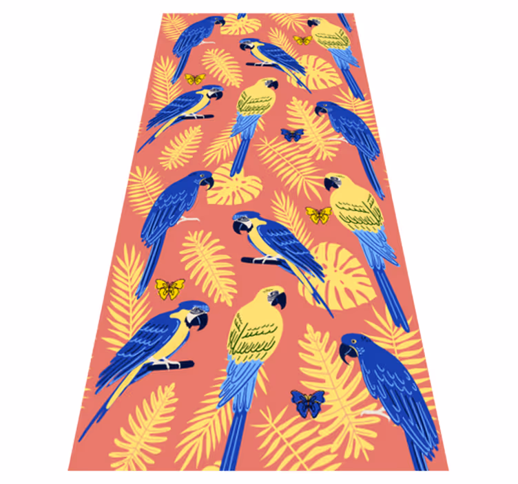 Alfombra vinílica de animales loros y mariposas - TenVinilo