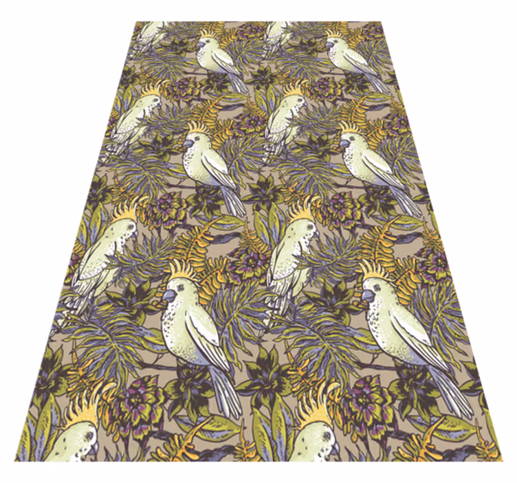 Alfombra vinílica de animales estilo nórdico con loros - TenVinilo