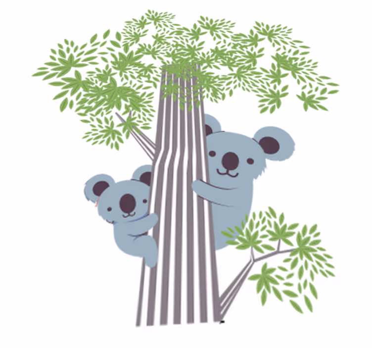 Alfombra vinílica de animales koalas en un árbol - TenVinilo