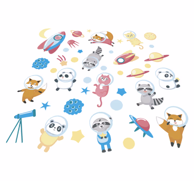 Alfombra vinílica de animales astronautas adorables - TenVinilo