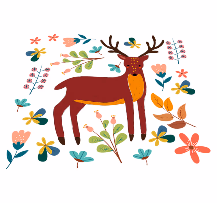 Alfombra vinílica de animales ilustración de ciervo juguetón - TenVinilo