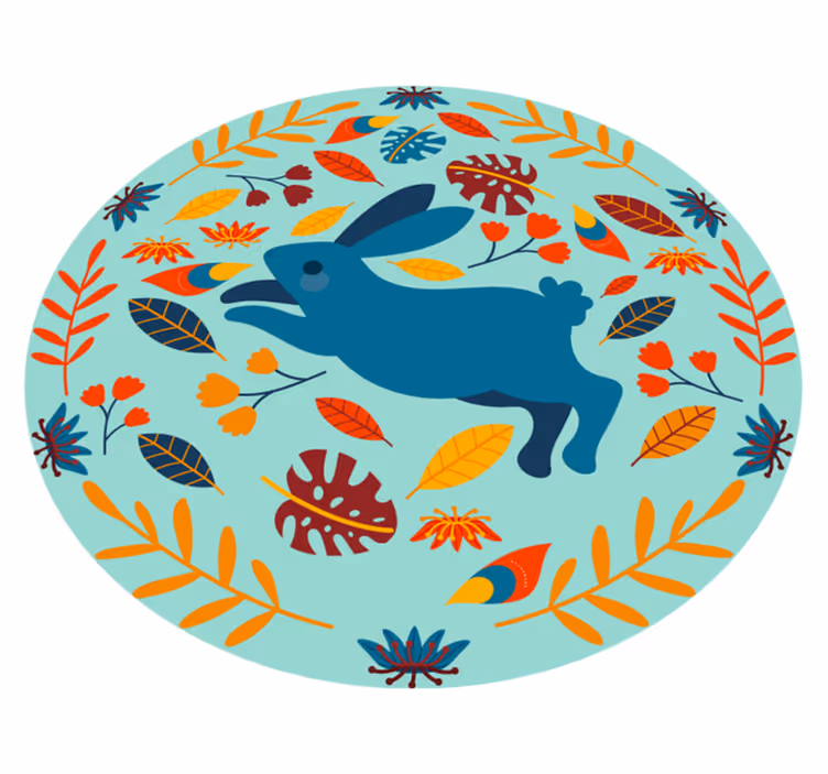 Alfombra vinílica de animales ilustración de conejo juguetón - TenVinilo