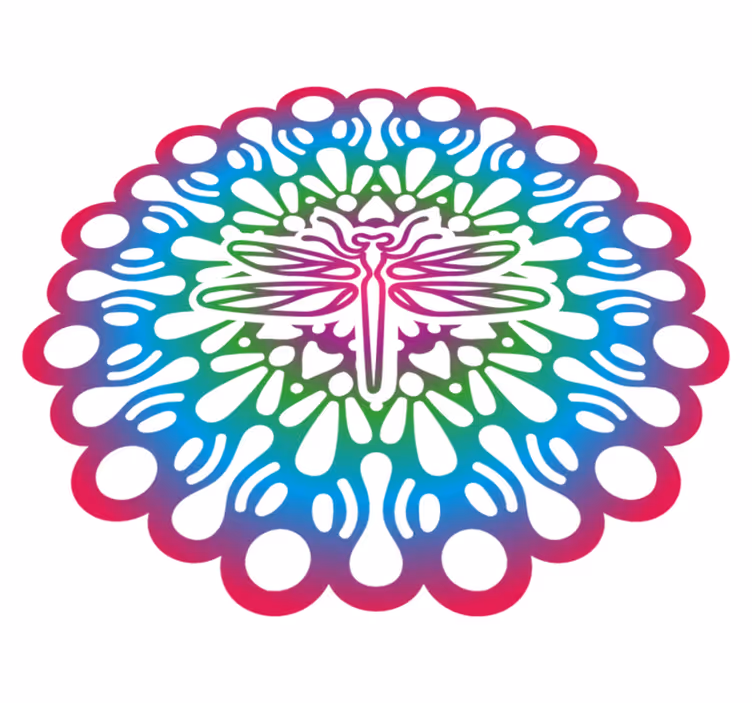 Alfombra vinílica de animales mandala de libélula colorida - TenVinilo