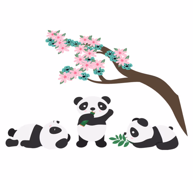 Alfombra vinílica de animales clan de pandas juguetones - TenVinilo