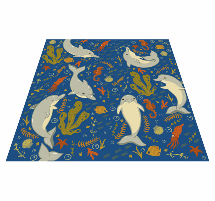 Alfombra vinílica de animales vida marina divertida - TenVinilo