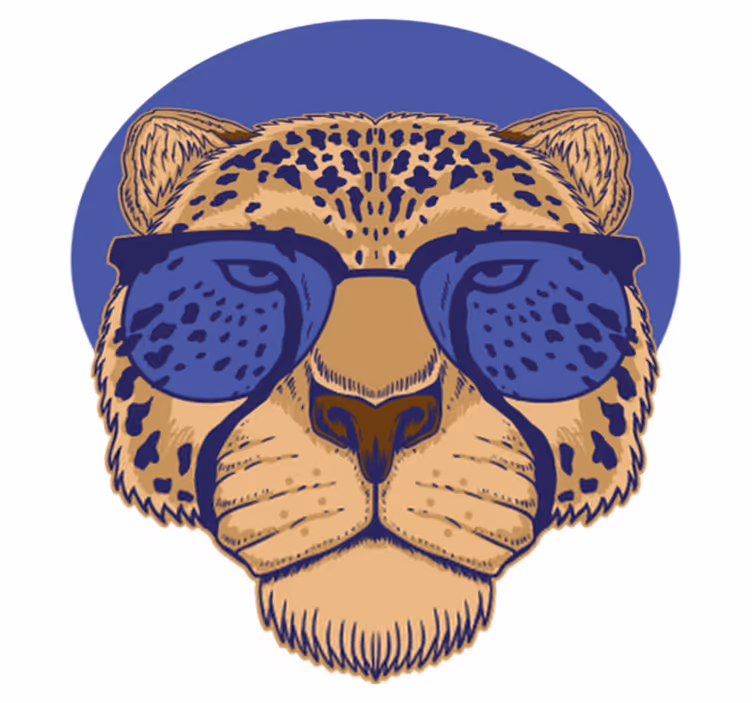 Alfombra vinílica de animales leopardo con gafas - TenVinilo