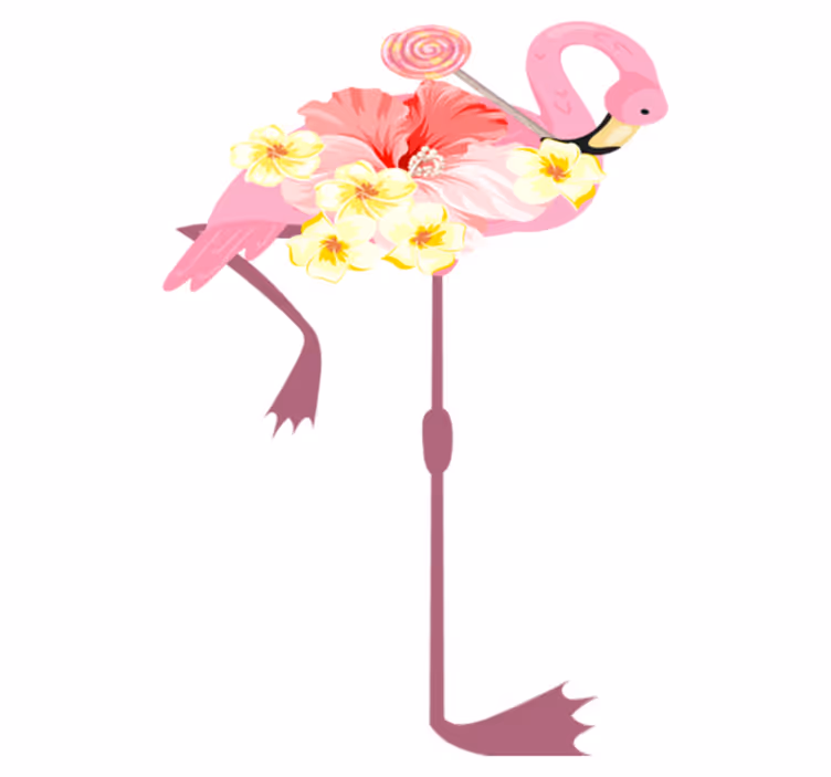 Alfombra vinílica de animales diseño floral de flamenco - TenVinilo