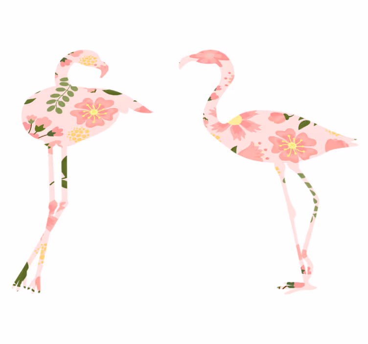 Alfombra vinílica de animales patrón floral de flamenco - TenVinilo