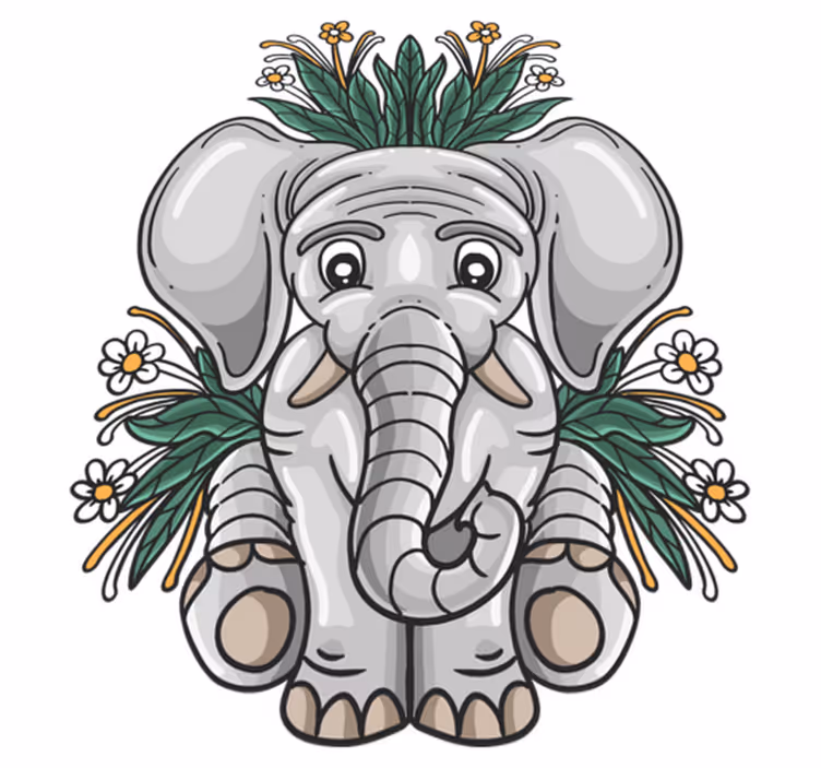 Alfombra vinílica de animales ilustración de elefante lindo - TenVinilo
