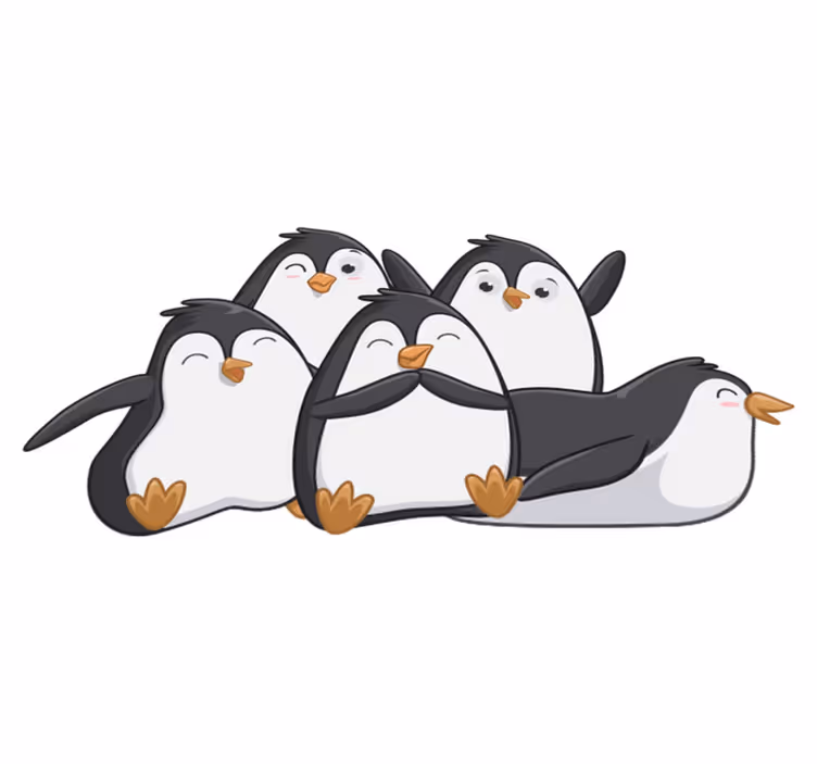 Alfombra vinílica de animales familia de pingüinos feliz - TenVinilo