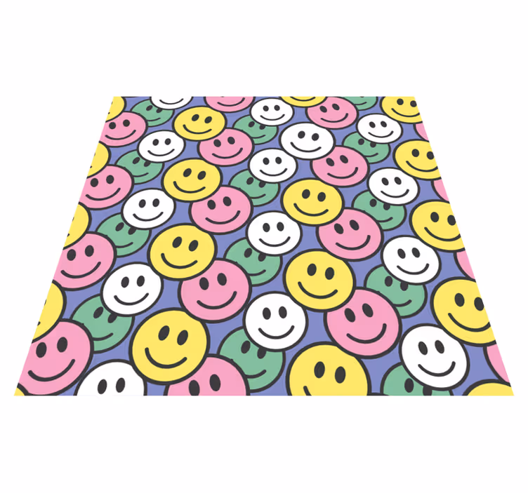 Alfombra vinílica de animales patrones de sonrisas coloridas - TenVinilo