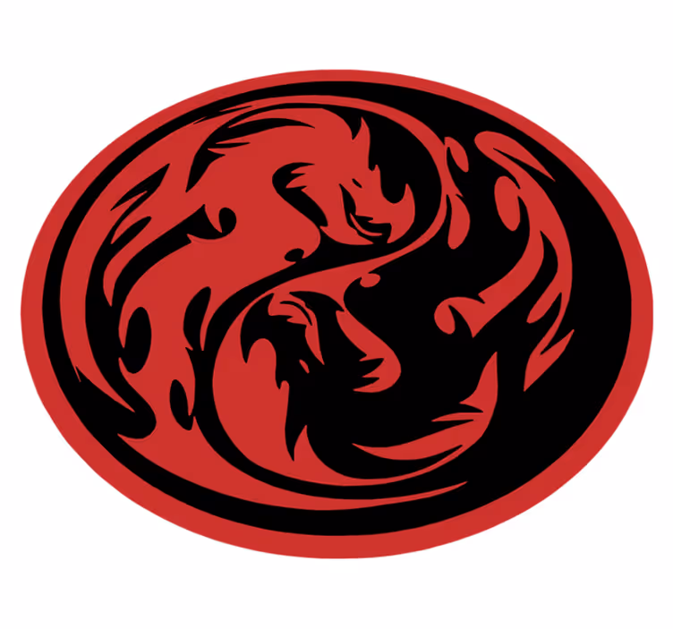 Alfombra vinílica de animales dragones yin yang - TenVinilo