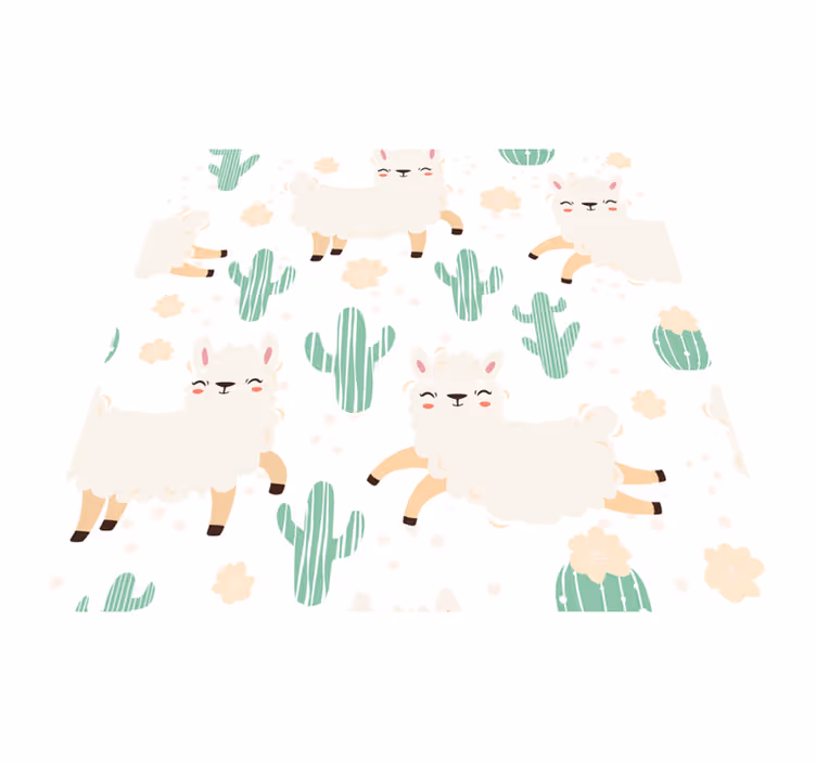 Alfombra vinílica de animales llamas y cactus - TenVinilo