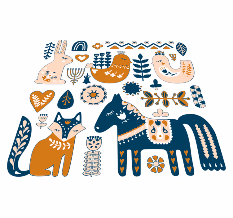 Alfombra vinílica de animales ilustraciones coloridas - TenVinilo