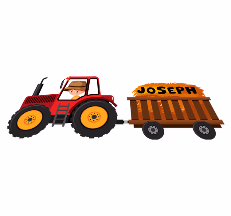 Alfombra vinílica de animales tractor con heno - TenVinilo