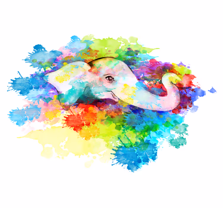 Alfombra vinílica de animales elefante colorido splash - TenVinilo