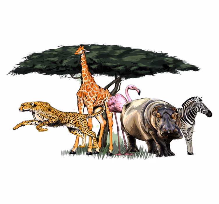 Alfombra vinílica de animales safari de la familia jirafa - TenVinilo