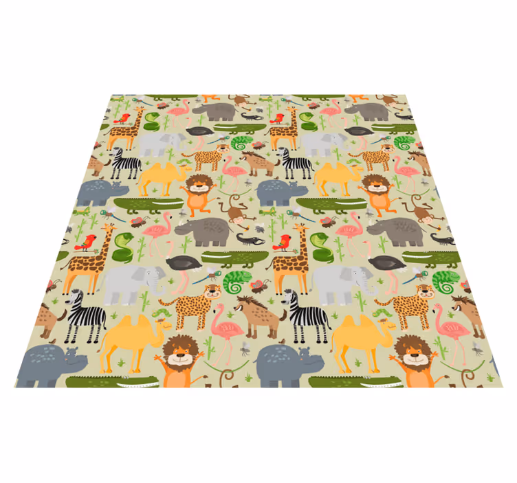 Alfombra vinílica de animales motivo de criaturas vibrantes - TenVinilo