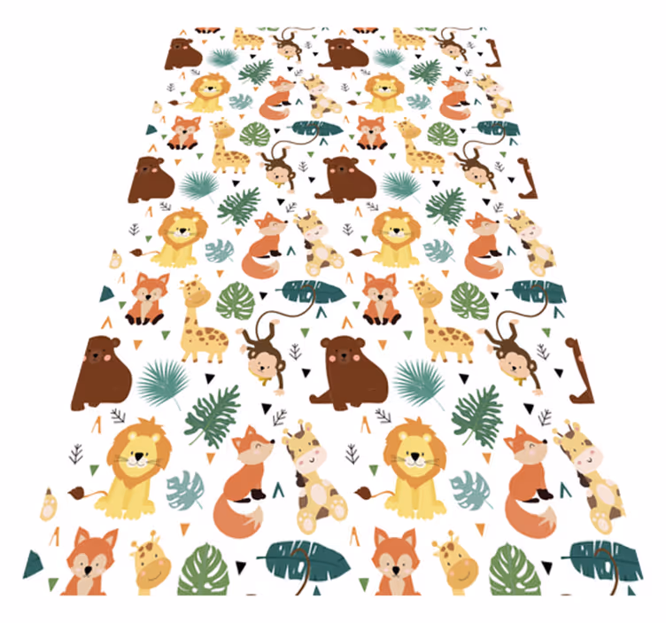 Alfombra vinílica de animales adorables con hojas - TenVinilo