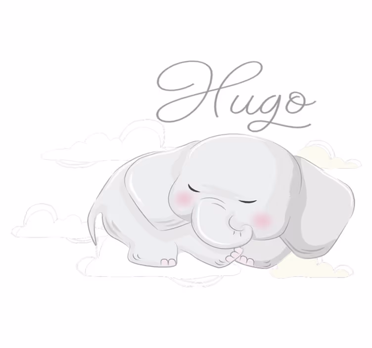 Alfombra vinílica de animales elefante en nubes - TenVinilo