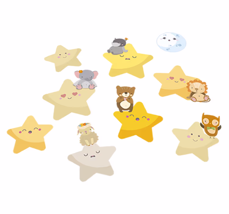 Alfombra vinílica de animales estrellas para la habitación - TenVinilo